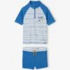 Ensemble De Bain T-shirt Anti-UV + Boxer Garçon - Bleu Azur