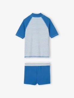 Ensemble De Bain T-shirt Anti-UV + Boxer Garçon - Bleu Azur -Vertbaudet Soldes Boutique ensemble de bain t shirt anti uv boxer garcon 3