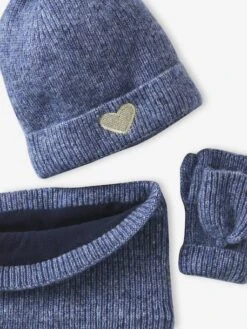 Ensemble Fille Bonnet « C½ur » + Snood + Moufles/mitaines - Rose Poudré -Vertbaudet Soldes Boutique ensemble fille bonnet cur snood mouflesmitaines 19