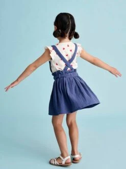 Ensemble Fille T-shirt à Volants Et Jupe à Bretelles En Gaze De Coton - Corail -Vertbaudet Soldes Boutique ensemble fille t shirt a volants et jupe a bretelles en gaze de coton 13