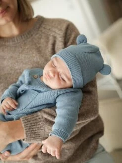 Ensemble Naissance En Tricot - Bleu Glacier -Vertbaudet Soldes Boutique ensemble naissance en tricot 2