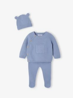 Ensemble Naissance En Tricot - Bleu Glacier -Vertbaudet Soldes Boutique ensemble naissance en tricot 3