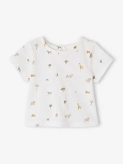 Ensemble Naissance T-shirt Imprimé Et Short Rayé - Kaki -Vertbaudet Soldes Boutique ensemble naissance t shirt imprime et short raye 1