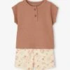 Ensemble Naissance : T-shirt Tunisien + Short Bébé - Moka -Vertbaudet Soldes Boutique ensemble naissance t shirt tunisien short bebe