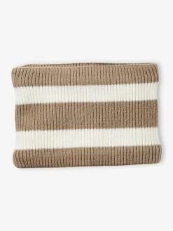 Ensemble Rayé Bonnet Péruvien, Snood Et Moufles Bébé - Rayé Beige -Vertbaudet Soldes Boutique ensemble raye bonnet peruvien snood et moufles bebe 2