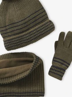 Ensemble Rayé Garçon Bonnet + Snood + Moufles/gants - Bleu Chambray -Vertbaudet Soldes Boutique ensemble raye garcon bonnet snood mouflesgants 14
