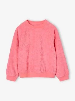 Ensemble Sweat Et Short Fleurs En éponge Fille - Rose Bonbon -Vertbaudet Soldes Boutique ensemble sweat et short fleurs en eponge fille 3