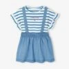 Ensemble T-shirt + Jupe à Bretelles Bébé - Double Stone -Vertbaudet Soldes Boutique ensemble t shirt jupe a bretelles bebe
