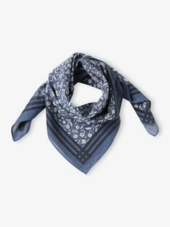 Foulard Imprimé Fleurs Fille - Bleu Imprimé -Vertbaudet Soldes Boutique foulard imprime fleurs fille 2