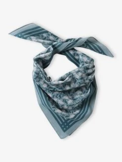 Foulard Imprimé Fleurs Fille - Bleu Grisé