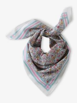 Foulard Imprimé Fleurs Fille - Bleu Grisé -Vertbaudet Soldes Boutique foulard imprime fleurs fille 8