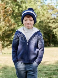 Gilet à Capuche Doublé En Sherpa Garçon - Marine