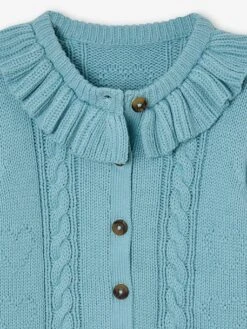 Gilet à Collerette Fille - Bleu Ciel -Vertbaudet Soldes Boutique gilet a collerette fille 2