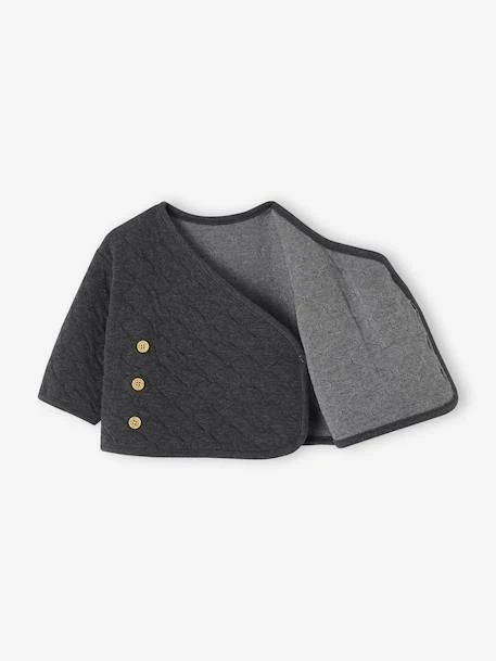Gilet Bébé Matelassé Ouverture Croisée Naissance - Anthracite 4 Gilet Bébé Matelassé Ouverture Croisée Naissance - Anthracite – Image 4