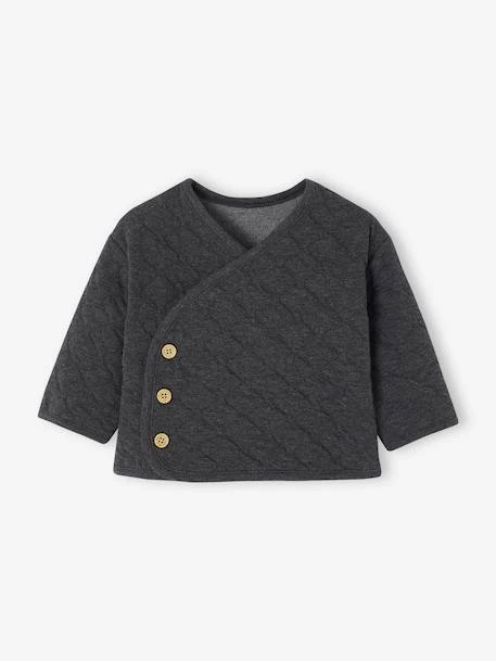 Gilet Bébé Matelassé Ouverture Croisée Naissance - Anthracite 1 Gilet Bébé Matelassé Ouverture Croisée Naissance - Anthracite