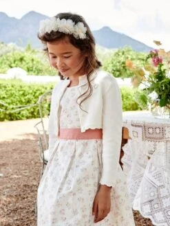 Gilet Boléro Fille En Maille Pointelle - Rose Pâle -Vertbaudet Soldes Boutique gilet bolero fille en maille pointelle 24