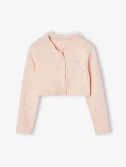 Gilet Boléro Fille En Maille Pointelle - Rose Pâle -Vertbaudet Soldes Boutique gilet bolero fille en maille pointelle 38