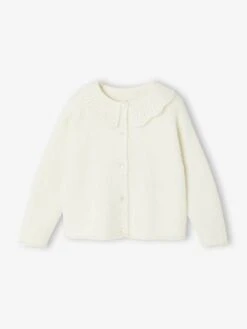 Gilet Col Fantaisie Ajouré Fille - écru -Vertbaudet Soldes Boutique gilet col fantaisie ajoure fille 5