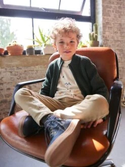 Gilet Col Montant Manches Longues Garçon - Vert -Vertbaudet Soldes Boutique gilet col montant manches longues garcon 23