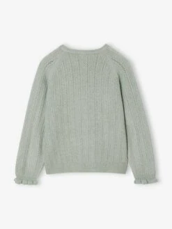 Gilet Fille En Maille Mousseuse Ajourée - Vert Sauge -Vertbaudet Soldes Boutique gilet fille en maille mousseuse ajouree 13