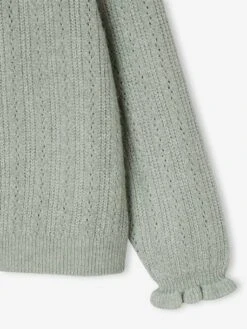 Gilet Fille En Maille Mousseuse Ajourée - Vert Sauge -Vertbaudet Soldes Boutique gilet fille en maille mousseuse ajouree 14