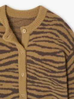 Gilet Fille Motif Animalier Maille Mousseuse - Vert -Vertbaudet Soldes Boutique gilet fille motif animalier maille mousseuse 12