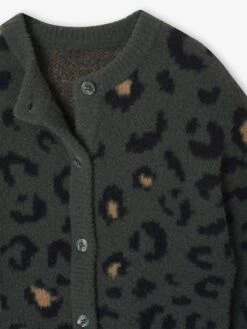 Gilet Fille Motif Animalier Maille Mousseuse - Vert -Vertbaudet Soldes Boutique gilet fille motif animalier maille mousseuse 18