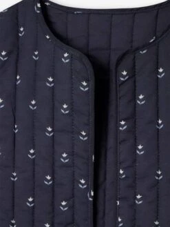 Gilet Matelassé Imprimé Fleurs Fille - Bleu Imprimé -Vertbaudet Soldes Boutique gilet matelasse imprime fleurs fille 2