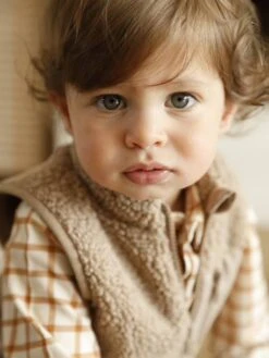 Gilet Sans Manches Bébé En Sherpa - Taupe -Vertbaudet Soldes Boutique gilet sans manches bebe en sherpa 1