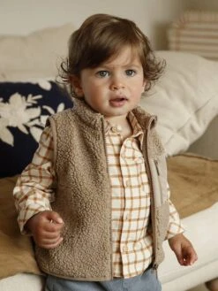 Gilet Sans Manches Bébé En Sherpa - Taupe -Vertbaudet Soldes Boutique gilet sans manches bebe en sherpa 2
