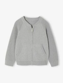 Gilet Teddy Garçon Manches Longues - Gris Chiné