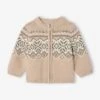 Gilet Zippé Bébé En Maille Jacquard - Beige Chiné -Vertbaudet Soldes Boutique gilet zippe bebe en maille jacquard