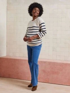 Jean De Grossesse Droit Bandeau Sans Couture - Denim Gris