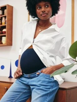 Jean De Grossesse Droit Bandeau Sans Couture - Denim Gris -Vertbaudet Soldes Boutique jean de grossesse droit bandeau sans couture 39