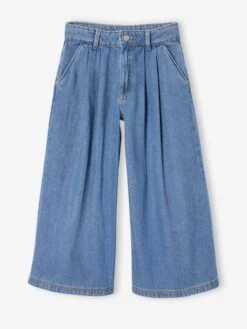 Jean Fille Large à Pinces - Denim Gris -Vertbaudet Soldes Boutique jean fille large a pinces 17