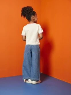 Jean Fille Large à Pinces - Denim Gris -Vertbaudet Soldes Boutique jean fille large a pinces 21