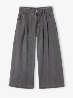 Jean Fille Large à Pinces - Denim Gris -Vertbaudet Soldes Boutique jean fille large a pinces 23