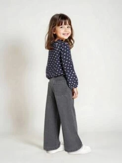 Jean Fille Large à Pinces - Denim Gris -Vertbaudet Soldes Boutique jean fille large a pinces 27
