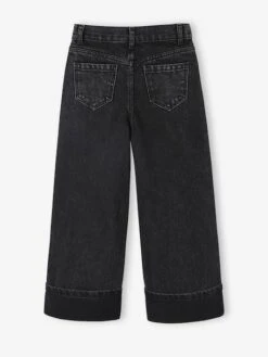 Jean Fille Large à Revers - Denim Black -Vertbaudet Soldes Boutique jean fille large a revers 4