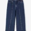 Jean Fille Large Couture Devant - Bleu Moyen -Vertbaudet Soldes Boutique jean fille large couture devant