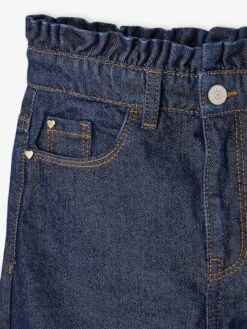 Jean Fille Mom Poches Coeur - Gris -Vertbaudet Soldes Boutique jean fille mom poches coeur 2