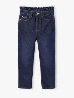 Jean Fille Mom Poches Coeur - Gris