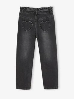Jean Fille Mom Poches Coeur - Gris -Vertbaudet Soldes Boutique jean fille mom poches coeur 8