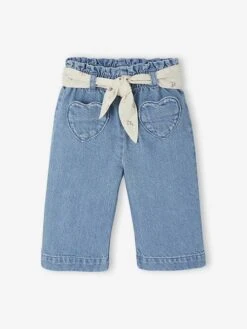 Jean Large Bébé Avec Ceinture à Nouer - Denim Brut -Vertbaudet Soldes Boutique jean large bebe avec ceinture a nouer 8