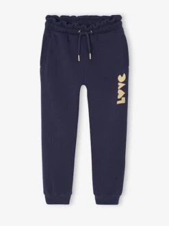 Jogging Molleton Fille Détail Motif Love Irisé - Marine