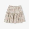 Jupe à Fleurs En Gaze De Coton Fille - écru -Vertbaudet Soldes Boutique jupe a fleurs en gaze de coton fille