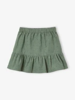 Jupe à Volant En Velours Fille - Vert Imprimé -Vertbaudet Soldes Boutique jupe a volant en velours fille 15