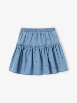 Jupe Brodée Cerises Fille En Denim Léger - Stone 4 Jupe Brodée Cerises Fille En Denim Léger - Stone -Vertbaudet Soldes Boutique jupe brodee cerises fille en denim leger 1
