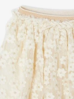 Jupe Cérémonie Brodée Fleurs Irisées - Vanille -Vertbaudet Soldes Boutique jupe ceremonie brodee fleurs irisees 2