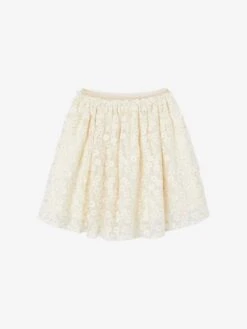 Jupe Cérémonie Brodée Fleurs Irisées - Vanille